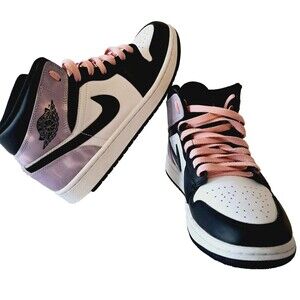 Nike Air Jordan 1 Mid SE Zen Master Black White Bleached Coral Men 9.5 Women 11